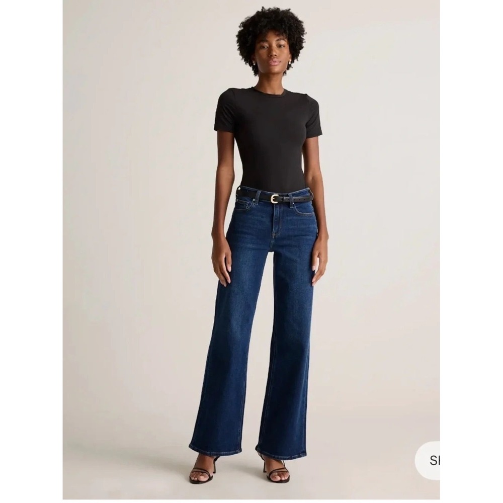 Quince Bella Stretch Wide Leg Jeans Midnight Blue-Women's Size 29 Organic Cotton